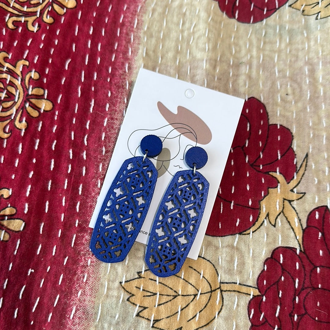 Lattice Wood Earrings