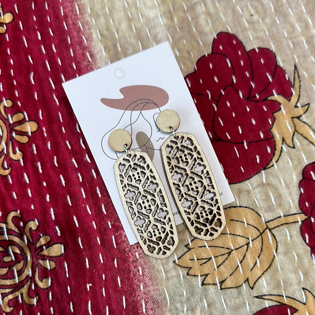 Lattice Wood Earrings