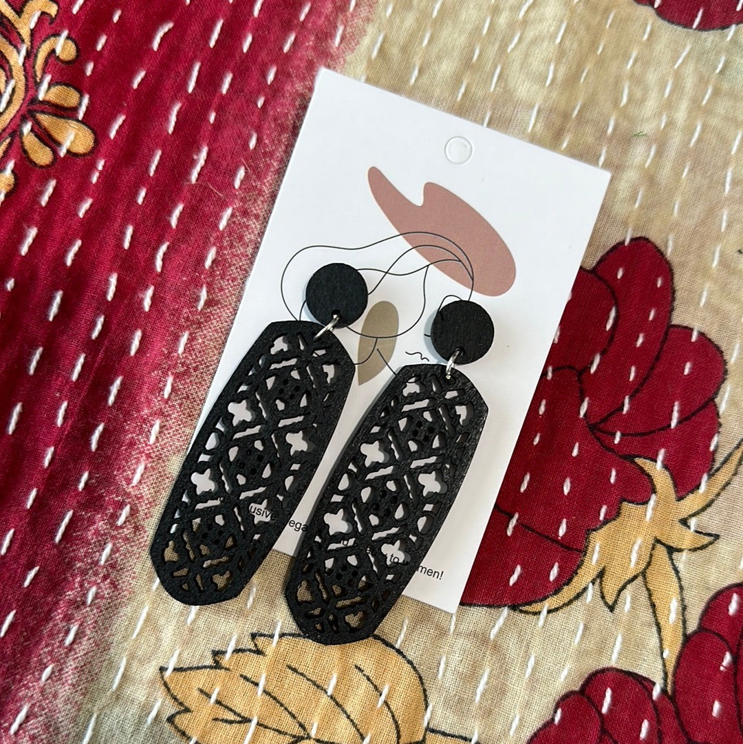 Lattice Wood Earrings