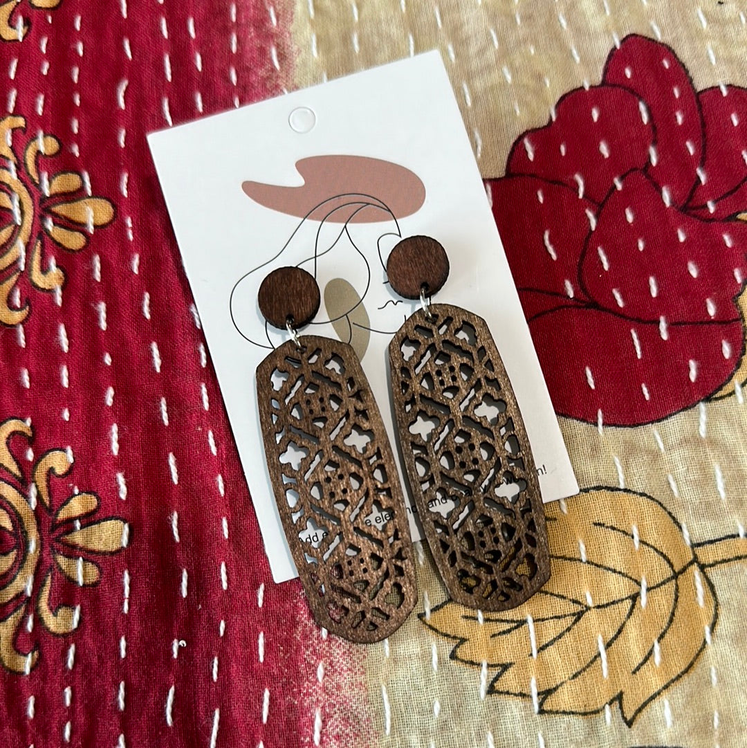 Lattice Wood Earrings