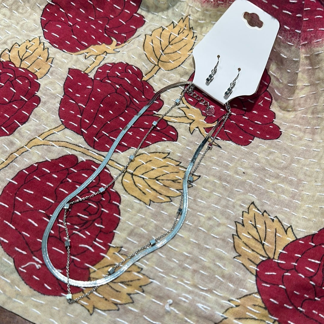 Block Snake Link Necklace/Earring Set