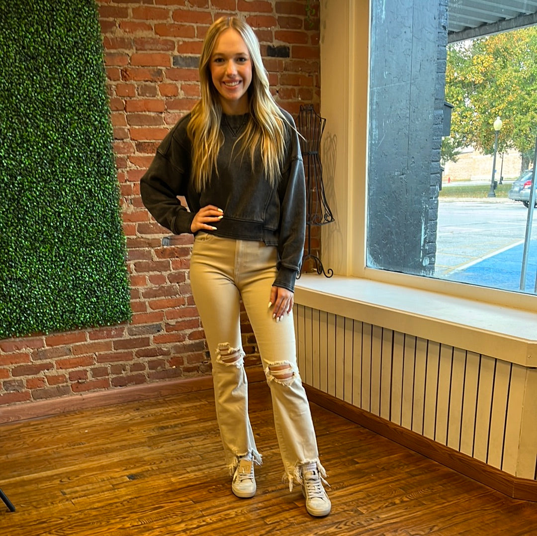 Hidden | Happi High Rise Crop Flare Jeans