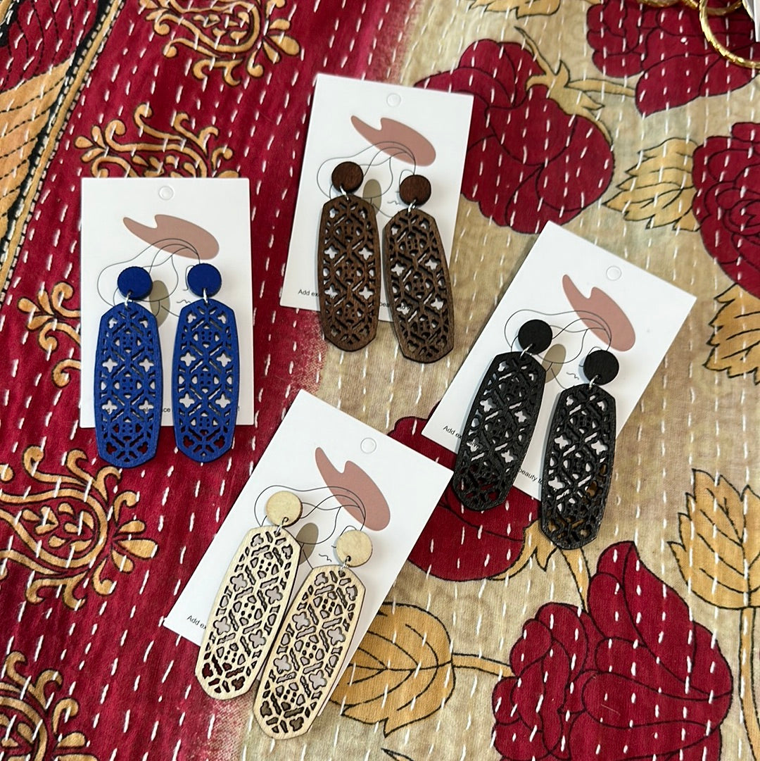 Lattice Wood Earrings