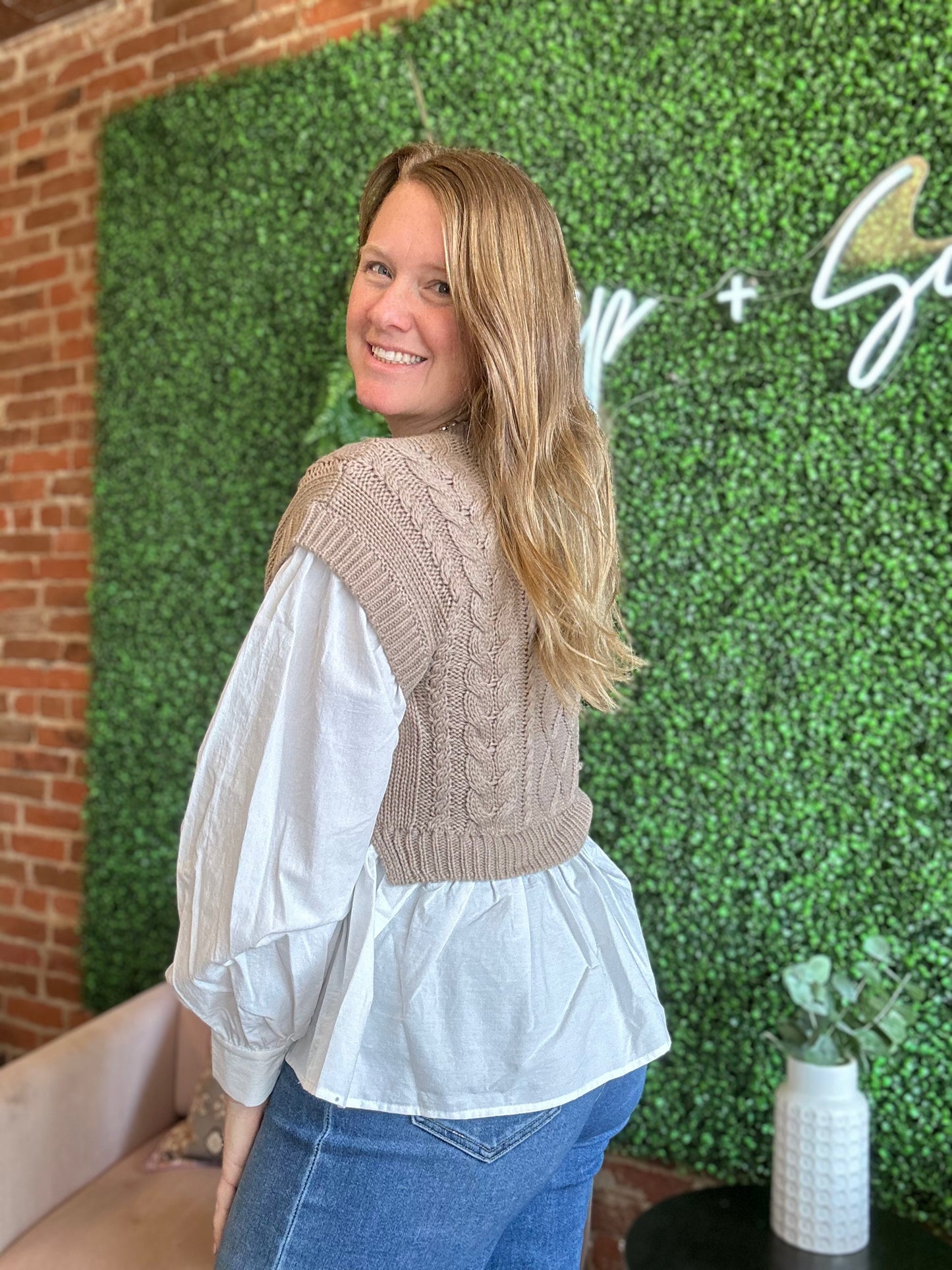Layered Knit Sweater Vest