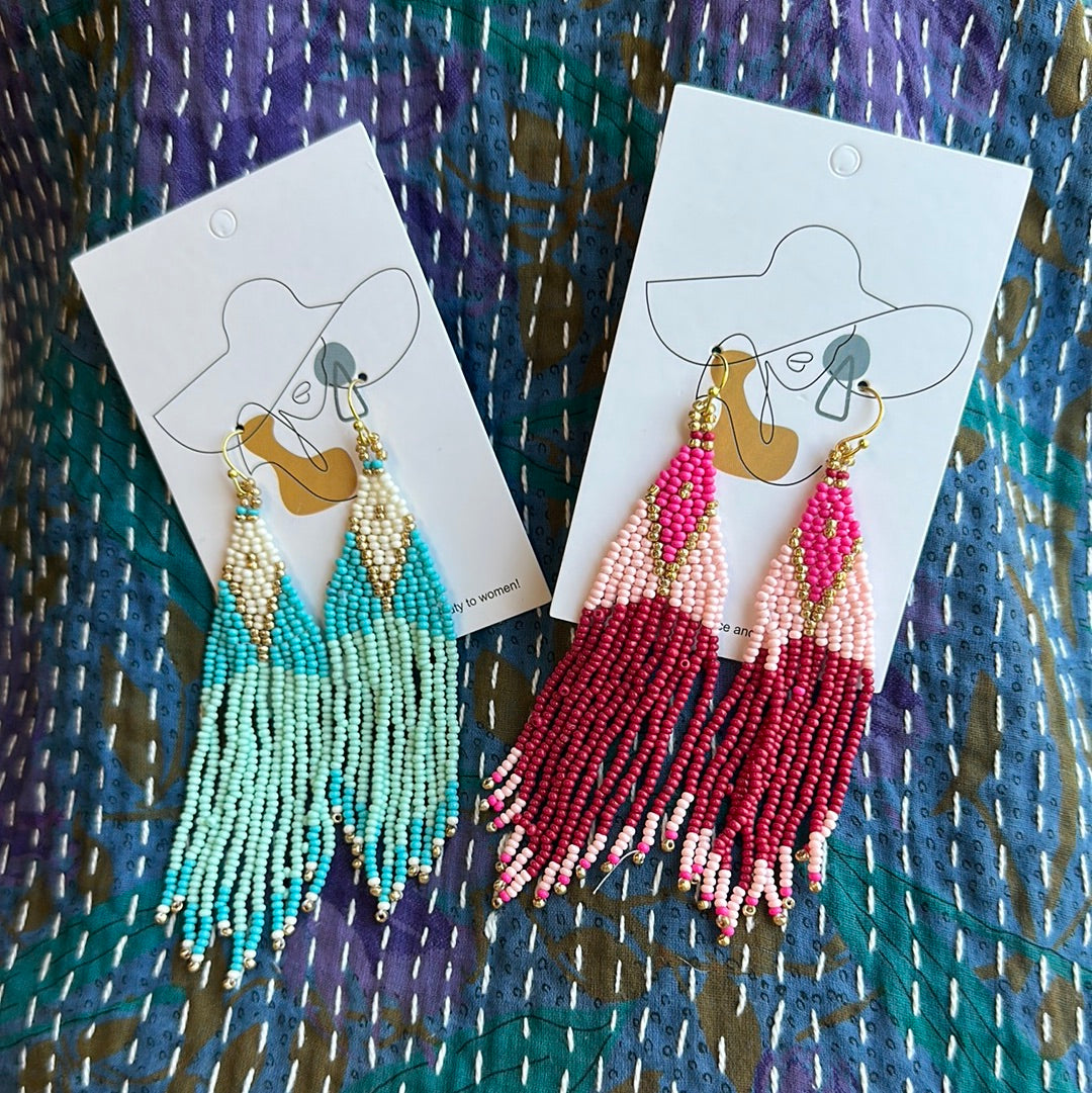 Evelyn Gold Beaded Dangle Earrings