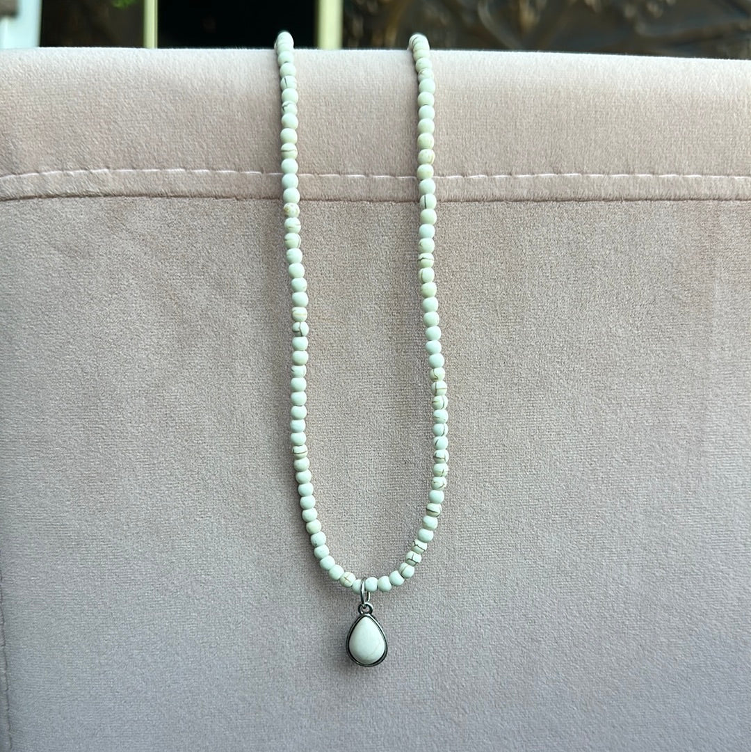 Stone White Teardrop Necklace