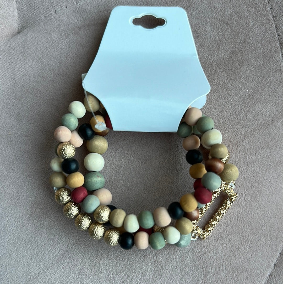 Boho Wood Bead Bracelet