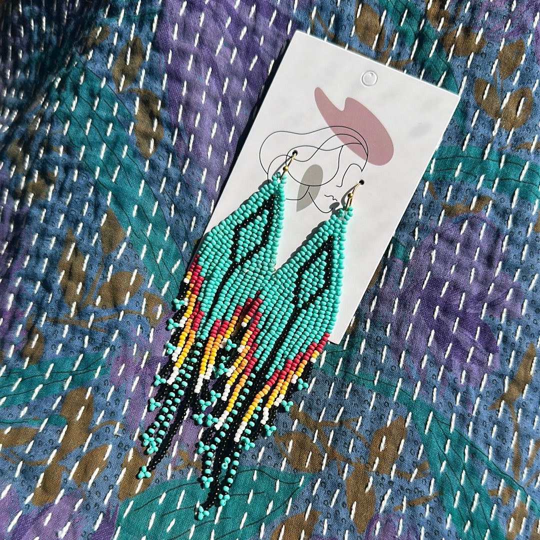 Laramie Gold Turquoise Beaded Earrings