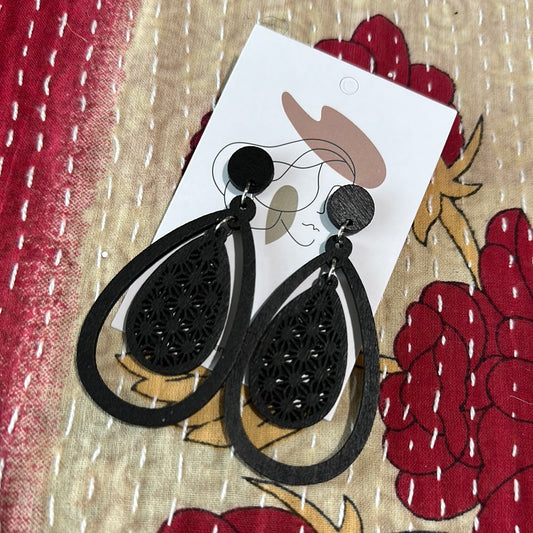 Teardrop Wood Earrings