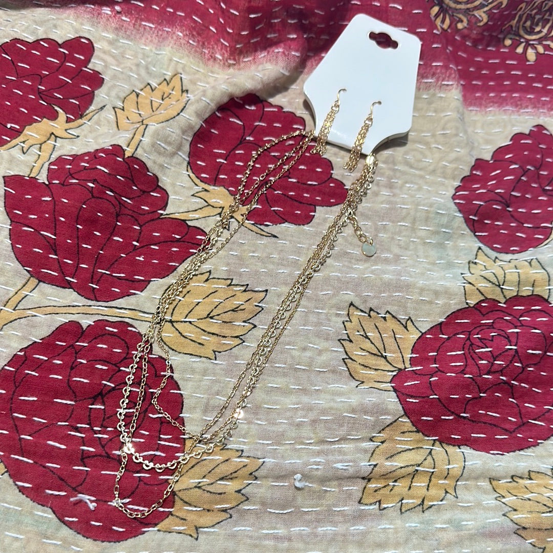 Maddi Chain Layered Necklace/Earrings Set