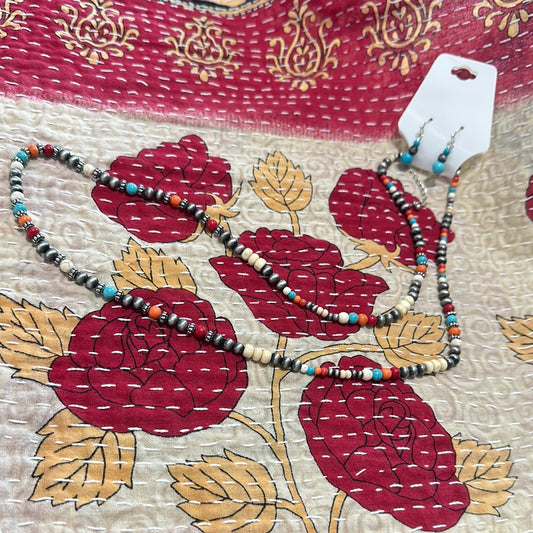 Navajo Harvest Bead Necklace/Earrings Set