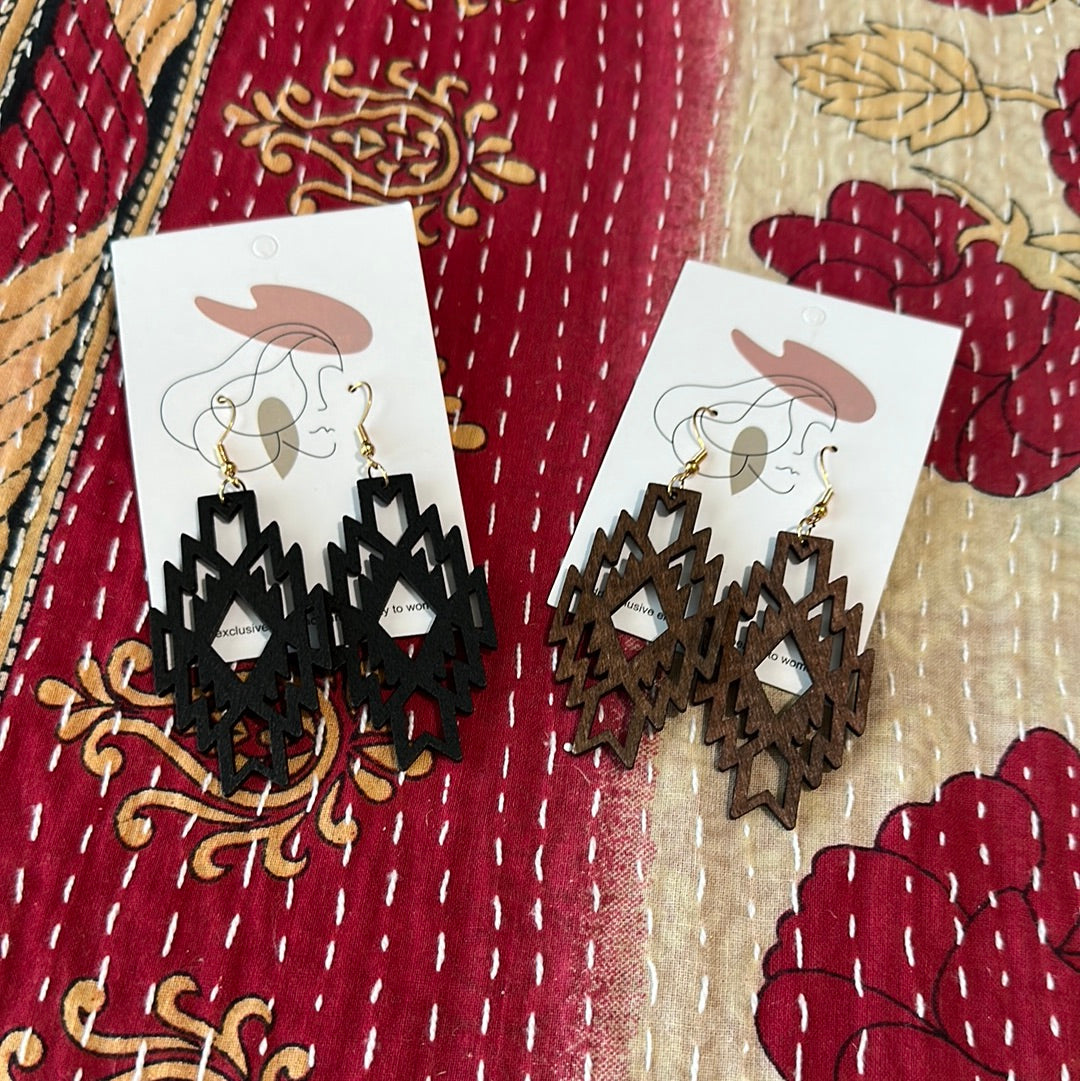 Aztec Wood Earrings