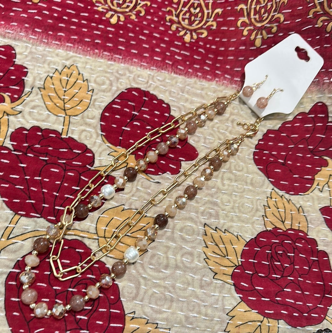 NYE Beaded Combo Necklace/Earrings Set