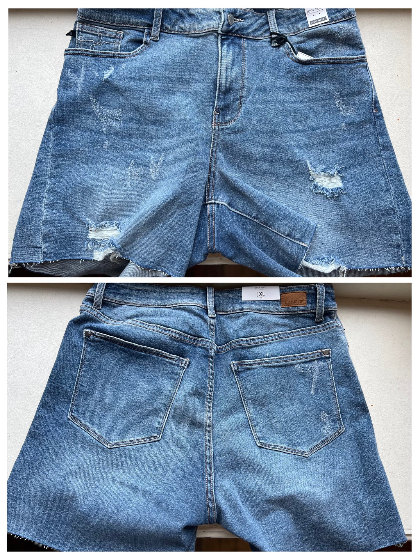 Judy Blue Plus | High Waist Distressed Light Wash Shorts