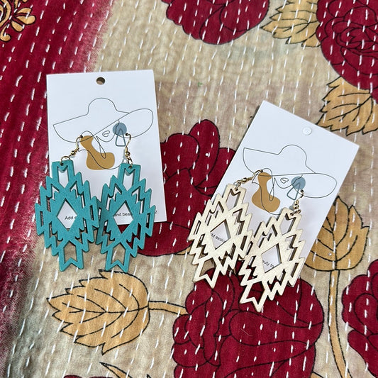 Aztec Wood Earrings