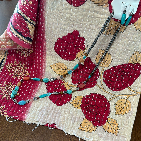 Navajo Autumn Bead Necklace/Earrings Set