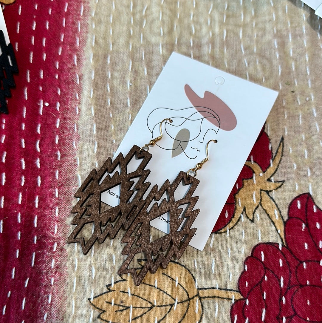 Aztec Wood Earrings
