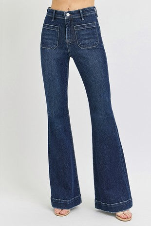 Risen | E.Band-High Rise Flare w/ Front Patch Pocket Jeans