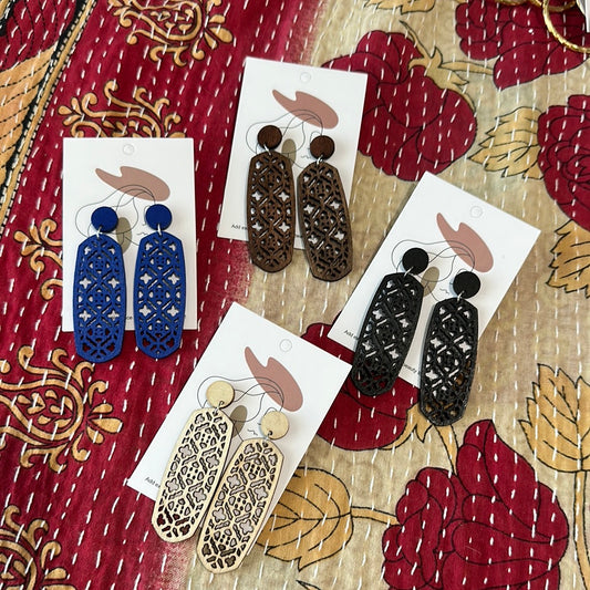 Lattice Wood Earrings
