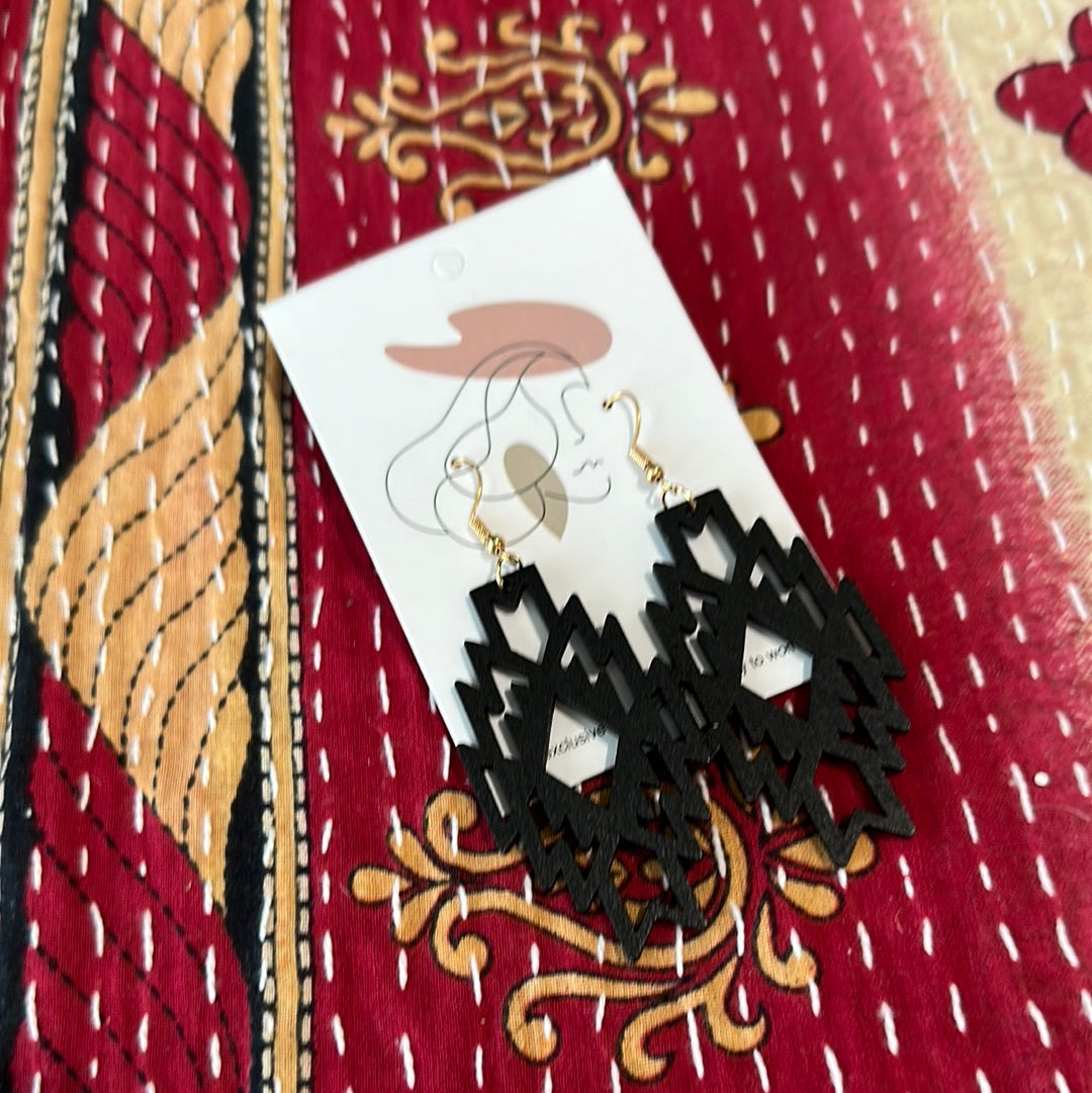 Aztec Wood Earrings