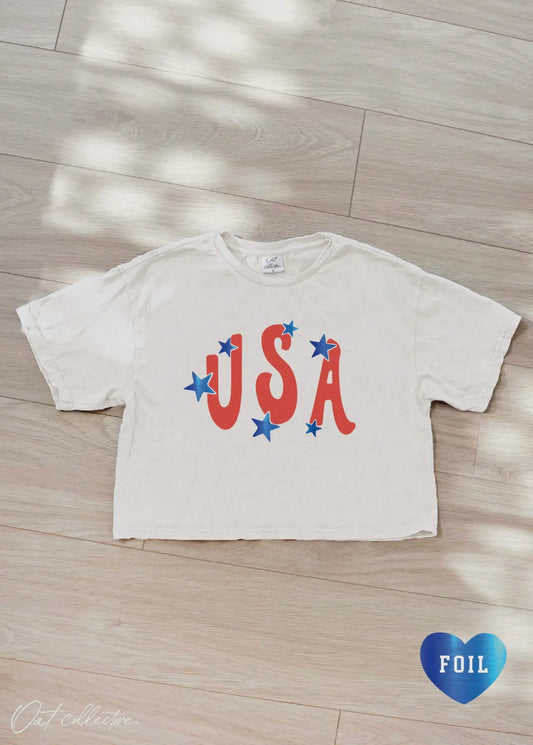 OC | USA Foil Cropped Graphic Tee