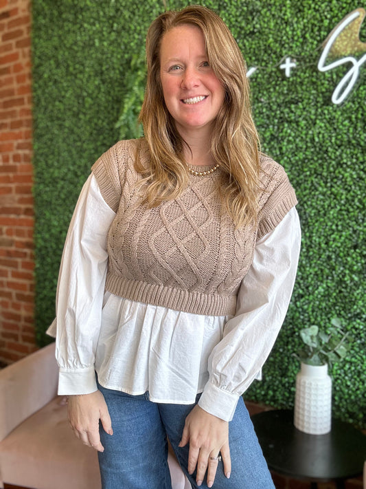 Layered Knit Sweater Vest