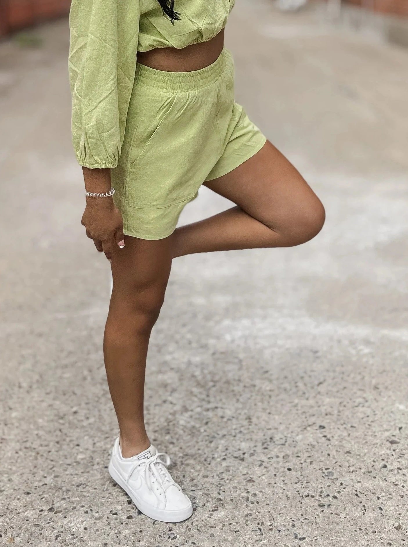 Chartreuse Pull-On Shorts