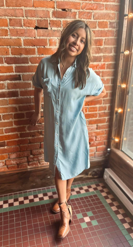 Butter Be Soft Denim Midi Dress