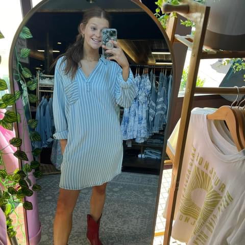 Lili Striped Mini Shirt Dress