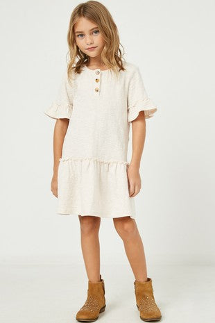 Hayden Girls | Knit Ruffle Sleeve Henley Dress