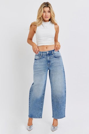 Cello | Mid Waisted Barrel Leg Jeans