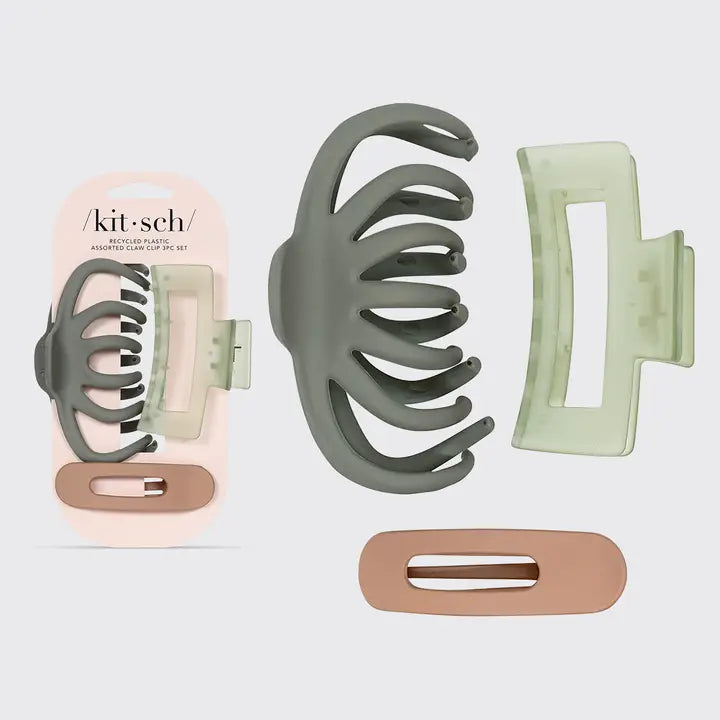 /kit*sch/ | Recycled Plastic Assorted Claw Clip 3 pc Set