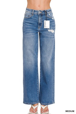 Zenana | High Waist Straight Leg Denim Pants