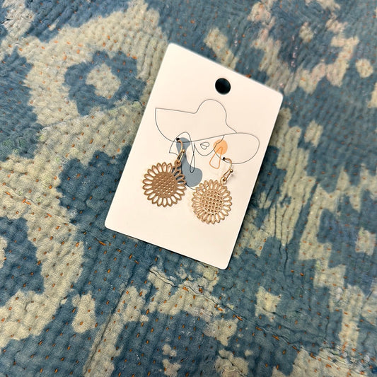 Metal Sunflower Earrings