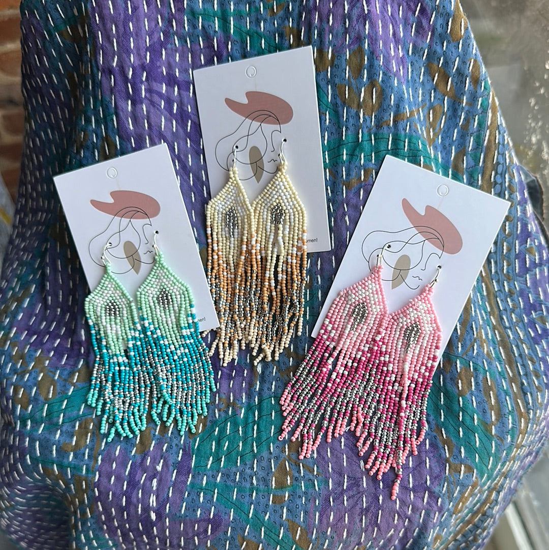 Summer Silver Beaded Earrings