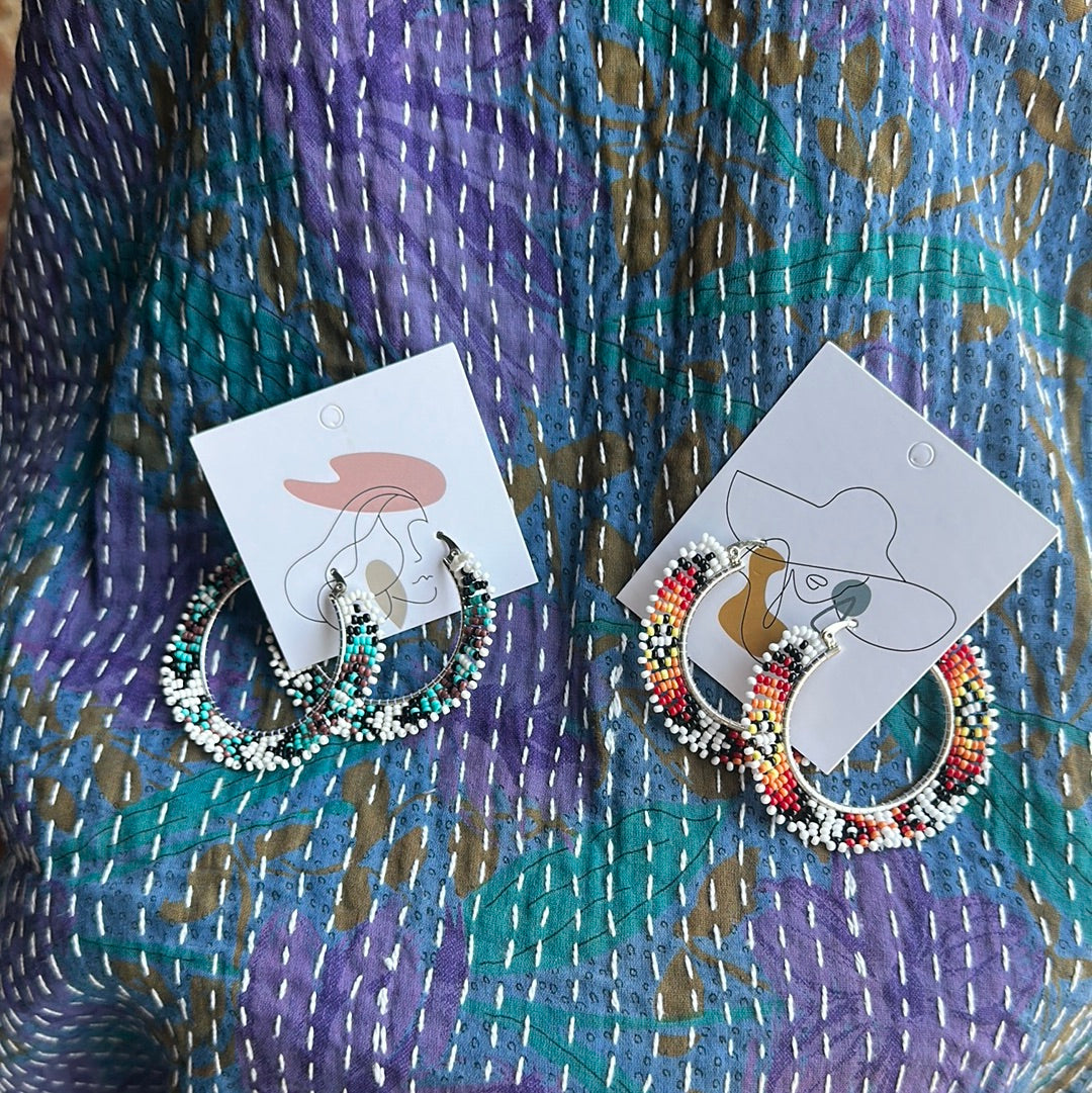 Beth Beaded Hoop Earrings