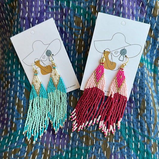 Evelyn Gold Beaded Dangle Earrings