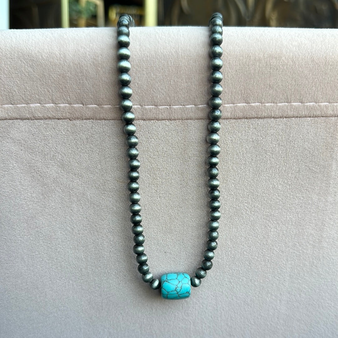 Turquoise Single Bead Navajo Necklace