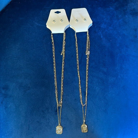 Initial Necklace/Earrings Set