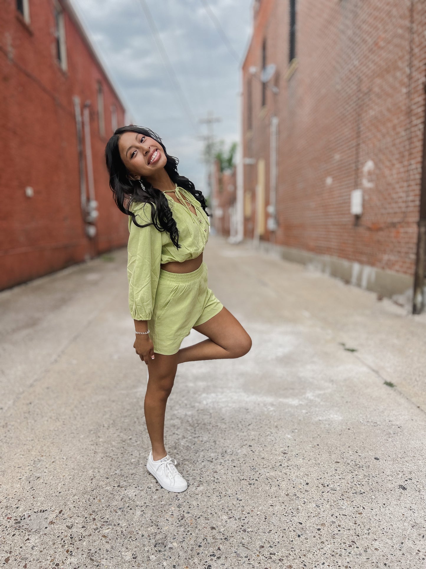 Chartreuse Cropped Tie Top